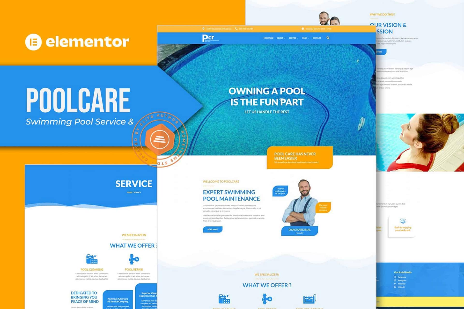 Poolcare - Swimming Pool Service and Maintenance Company Elementor Template Kit