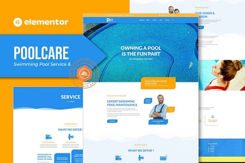 Poolcare - Swimming Pool Service and Maintenance Company Elementor Template Kit