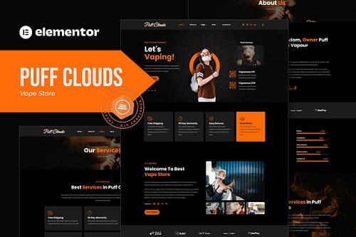 Puff Clouds - Vape Store & Community Elementor Template Kit