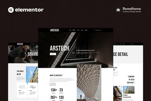 Arstech - Architecture Elementor Pro Full Site Template Kit