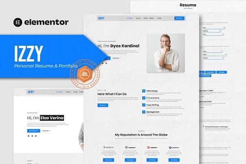 Izzy - Personal Resume Elementor Template kit