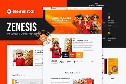 Zenesis - Influencer & Digital Marketing Elementor Template Kit