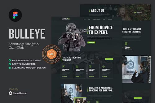 Bullseye - Shooting Range & Gun Club Figma Template