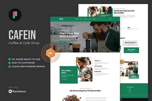 Cafein - Coffee Bar & Cafe Figma Template