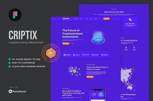 Criptix - Cryptocurrency Blockchain & Bitcoin Figma Template