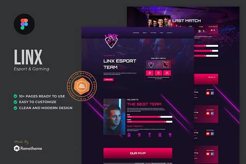 Linx - Esport & Gaming Figma Template