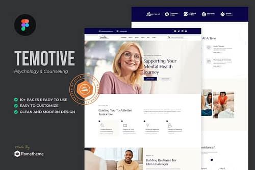 Temotive – Psychology & Counseling Figma Template
