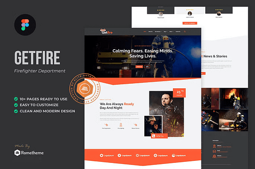 Getfire - Firefighter Department Figma Template