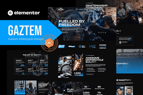 Gaztem - Custom Motorcycle Garage Elementor Template Kit