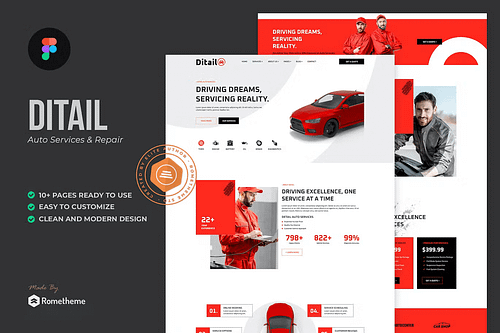 Ditail - Auto Services & Repair Figma Template
