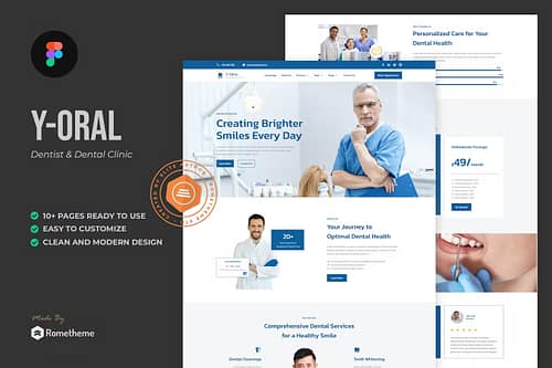 Y-Oral - Dentist and Dental Clinic Figma Template