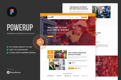 PowerUp - Professional Electrical Services Figma Template
