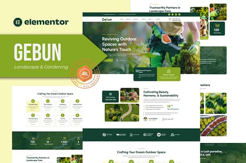 Gebun - Landscape & Gardening Elementor Template Kit