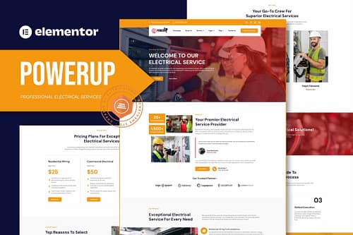 PowerUp - Professional Electrical Services Elementor Template Kit