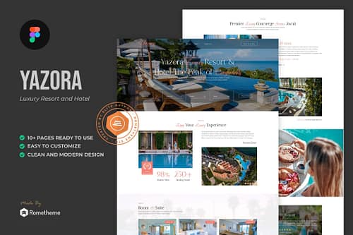 Yazora - Luxury Resort & Hotel Figma Template
