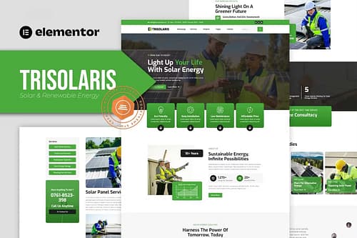 Trisolaris - Solar & Renewable Energy Elementor Template Kit