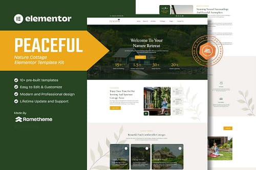 Peaceful - Nature Cottage Elementor Template Kit