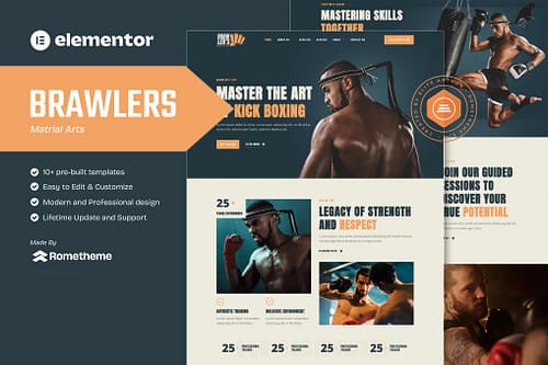 Brawlers - Martial Arts Elementor Template Kit