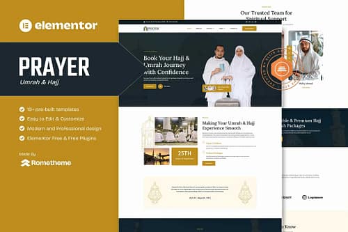 Prayer - Umrah & Hajj Tour Travel Elementor Template Kit
