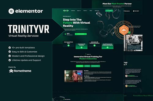 TrinityVR - Virtual Reality Services Elementor Template Kit