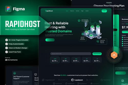 Rapidhost - Web Hosting & Domain Services Figma Template