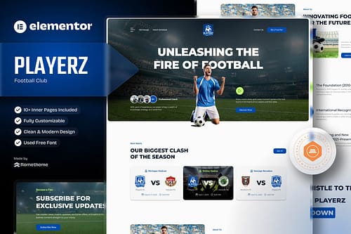 Playerz - Football Team & Sports Club Elementor Template Kit